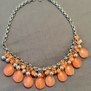 Orange Beaded Cluster Necklace